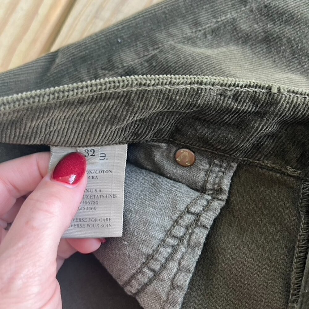 ** Vince Men's Corduroy Jeans Pants 32 Olive Green Slim - Picture 11 of 12